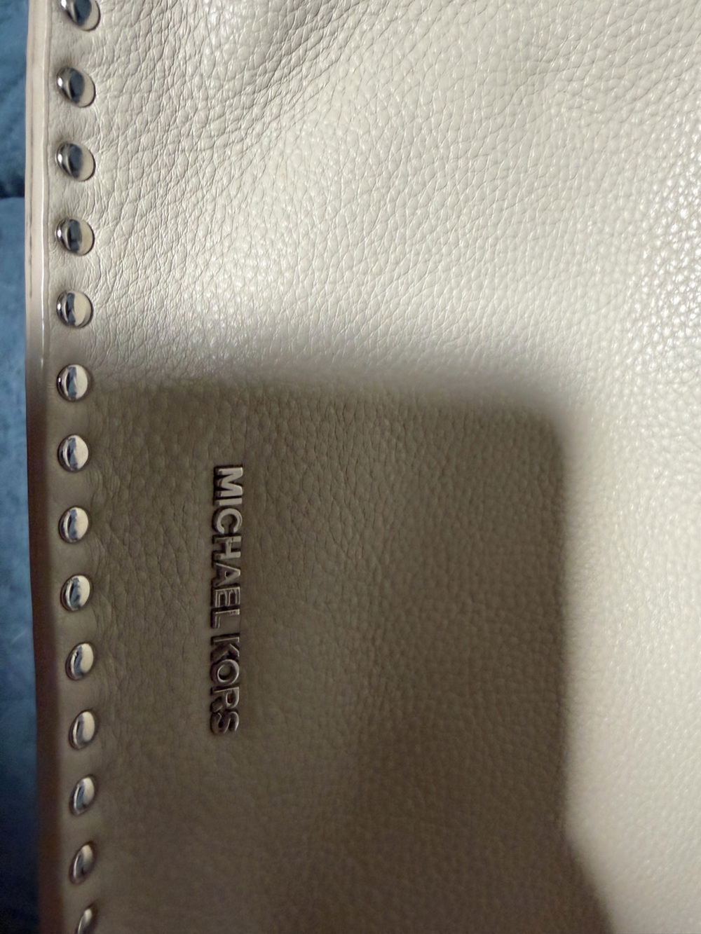 Michael Kors Gray Pebbled Leather Stud-Trim Tote